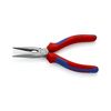 Fél-kerek csőrű (rádió) fogó 61HRC vágóéllel max.d2,5/1,6mm piros-kék 160mm-hossz KNIPEX