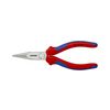Fél-kerek csőrű (rádió) fogó 61HRC vágóéllel max.d2,5/1,6mm piros-kék 160mm-hossz KNIPEX