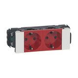 Mosaic 162/2 dugalj földelt központi fedlap piros IP40 csatornába szorítókapcsos DLP-S LEGRAND