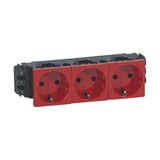 Mosaic 162/3 dugalj sínes földelt központi fedlap piros IP20 csatornába csavaros LEGRAND