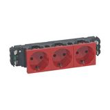 Mosaic 162/3 dugalj sínes földelt központi fedlap piros IP40 csatornába DLP LEGRAND