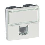 Mosaic telefon csatlakozó betét közp. fedéllel RJ11 műanyag fehér címketartóval LEGRAND