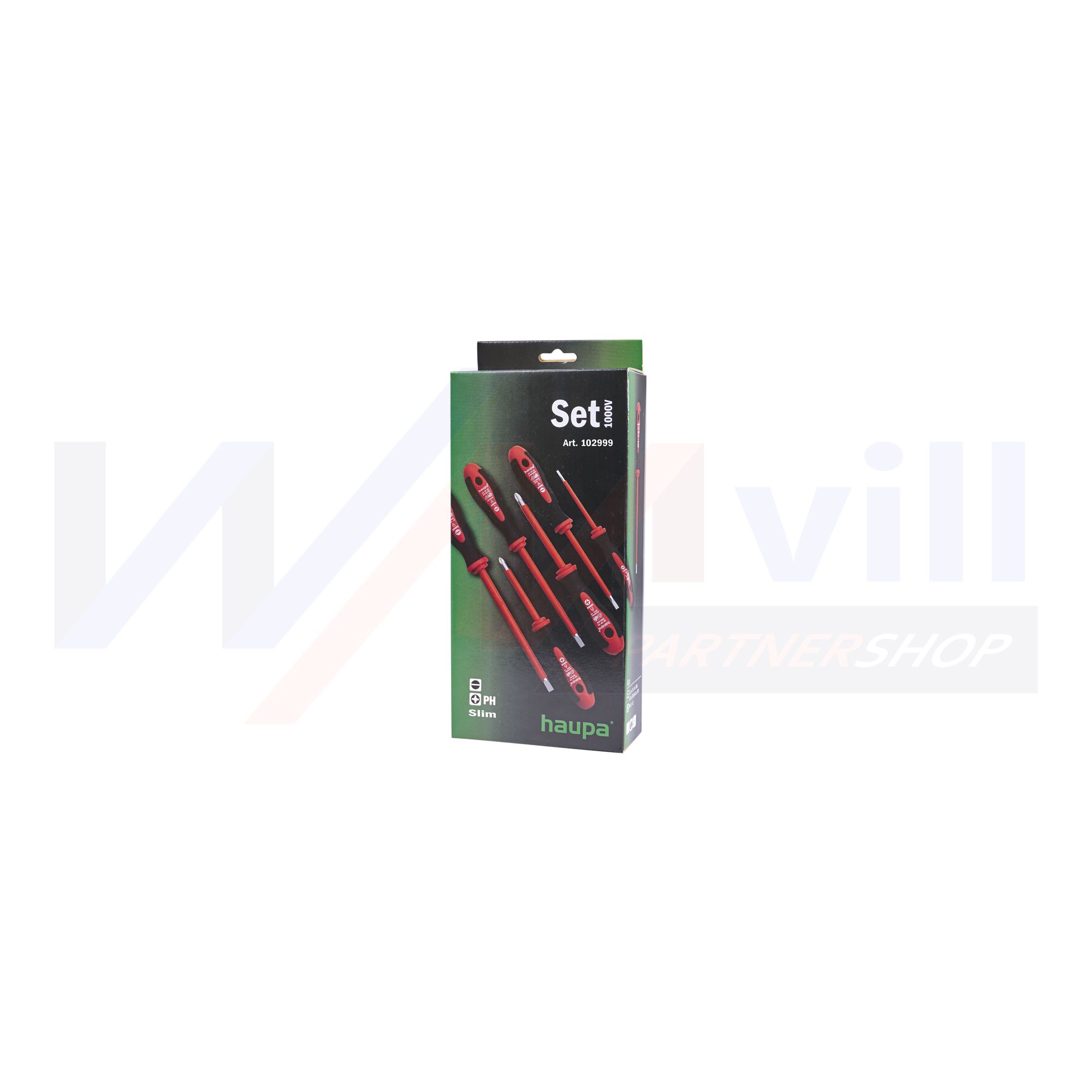 Csavarhúzó készlet piros-fekete 2xPH 4xlapos 6-darabos 1000V HUPslim Haupa