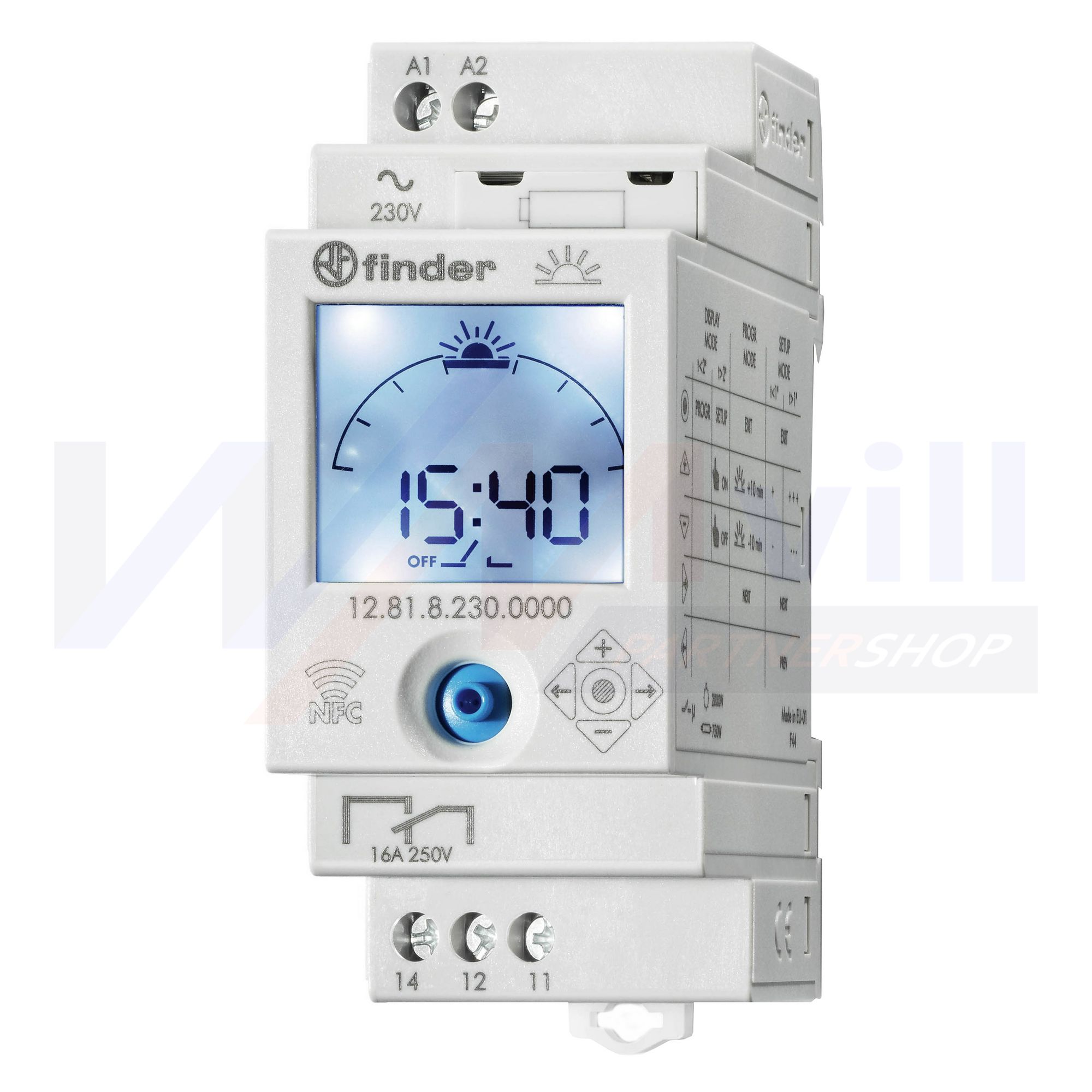 Kapcsolóóra digitális 1-csatorna váltó 2TE 12.81.8.230.0000 FINDER