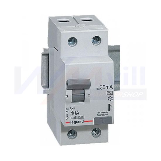 Áram-védőkapcsoló (Fi-relé) analóg 1P+N 25A 30mA A-típus 10kA RX3 LEGRAND