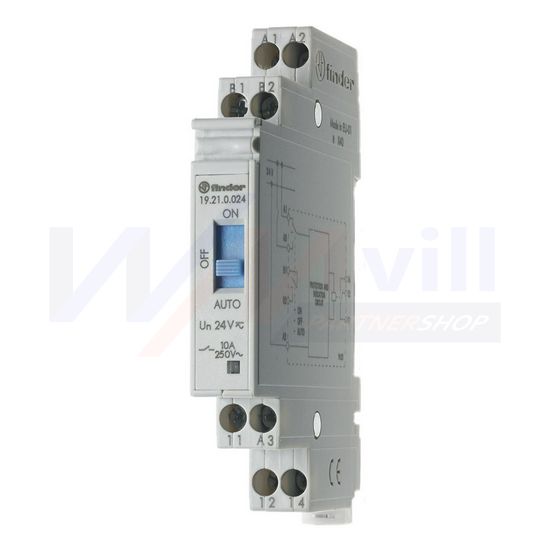 Beavatkozómodul Auto-Ki-Be 10A 1-v csavaros 24VAC 24VDC monostabil IP20 19.21.0.024.0000 FINDER