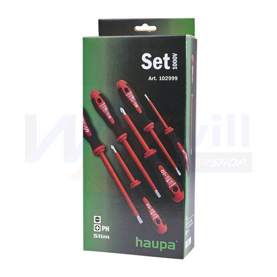 Csavarhúzó készlet piros-fekete 2xPH 4xlapos 6-darabos 1000V HUPslim Haupa