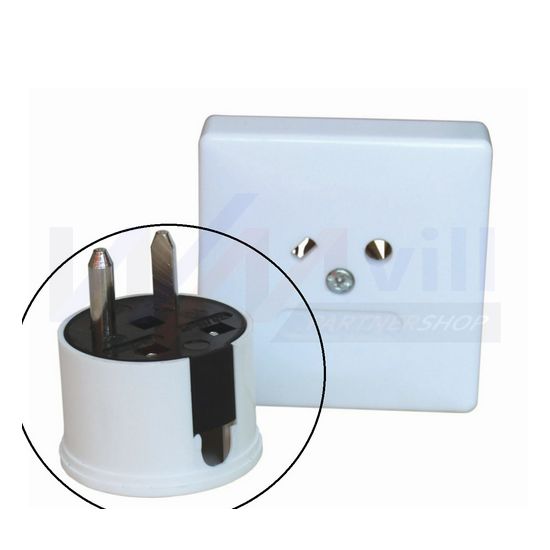 Dugaszoló villa 16A pipa-kialakítású 24V-os földeletlen dugvilla fehér műanyag csavaros IP20 Do-24 VA Elektronika