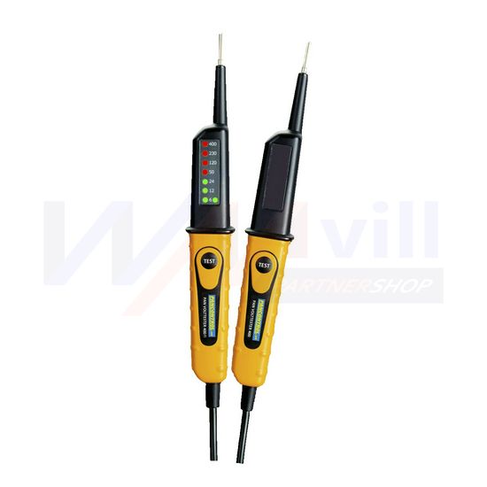 Feszültségvizsgáló +FI-teszt 2P-ellenőrzés 6-400V LED-kijelzés PAN Volttester 400FI Pancontrol