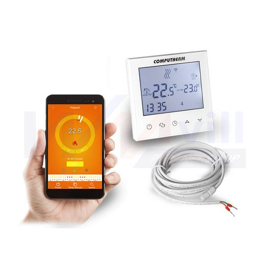 WiFi okostermosztát LCD vezetékes kazánvezérlővel radiátor/padlófűtés süllyesztett fehér QUANTRAX