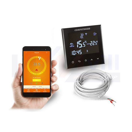 WiFi okostermosztát LCD vezetékes kazánvezérlővel radiátor/padlófűtés süllyesztett IP20 QUANTRAX